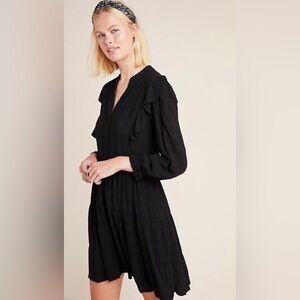 Anthropologie Black Amadi Rossi Ruffled Tunic